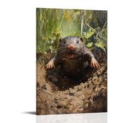 HHYXMJLL Animal Oil Painting- A Mole Surfacing from Underground Into A Mudboard Race Finale Stylish Wall Hanging Art - Decorative Poster Mural16x24inch(40x60cm)