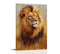 HHYXMJLL Animal Oil Painting - Majestic Lion in Golden Savannah- A Regal Portrait of The King of Beasts Stylish Wall Hanging Art - Decorative Poster Mural08x12inch(20x30cm)