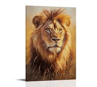 HHYXMJLL Animal Oil Painting - Majestic Lion in Golden Savannah Light with Detailed Mane And Piercing Eyes Stylish Wall Hanging Art - Decorative Poster Mural08x12inch(20x30cm)