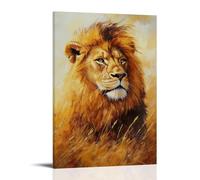 HHYXMJLL Animal Oil Painting - Majestic Lion in Golden Savannah Light with Detailed Mane And Proud Gaze Stylish Wall Hanging Art - Decorative Poster Mural20x30inch(50x75cm)