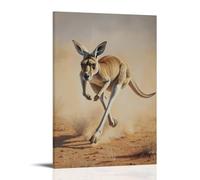 HHYXMJLL Animal Oil Painting of A Kangaroo Racing Across Desert Plains Like An Off-road Sprinter, Against A Dusty Tan Field. Stylish Wall Hanging Art - Decorative Poster Mural12x18inch(30x45cm)