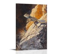 HHYXMJLL Animal Oil Painting of A Lizard Free-running Across Sun-scorched Rocks, Dashing through A Burnt Sienna Desert. Stylish Wall Hanging Art - Decorative Poster Mural24x36inch(60x90cm)