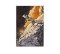 HHYXMJLL Animal Oil Painting of A Lizard Free-running Across Sun-scorched Rocks, Dashing through A Burnt Sienna Desert. Stylish Wall Hanging Art - Decorative Poster Mural08x12inch(20x30cm)