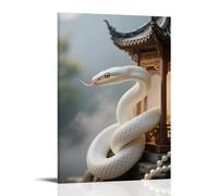 HHYXMJLL Animal Poster, A White Snake Coils on An Ancient Pavilion, Scales Shimmering Like Pearls As It Flicks Its Tongue Stylish Wall Hanging Art - Decorative Poster Mural20x30inch(50x75cm)