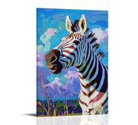 HHYXMJLL Animal Poster Featuring A Zebra Standing on Grass in Vibrant Painting Style Stylish Wall Hanging Art - Decorative Poster Mural12x18inch(30x45cm)