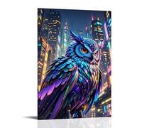 HHYXMJLL Animal Poster Featuring Owl on A Cityscape Background Stylish Wall Hanging Art - Decorative Poster Mural24x36inch(60x90cm)