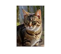 HHYXMJLL Animal Poster Image of Cat in Watercolor Stylish Wall Hanging Art - Decorative Poster Mural16x24inch(40x60cm)