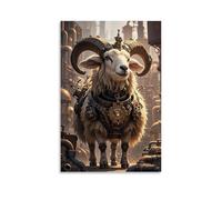 HHYXMJLL Animal Poster in Steam Punk, Mechanical Style And with Gear Around Neck Stylish Wall Hanging Art - Decorative Poster Mural20x30inch(50x75cm)