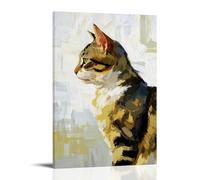 HHYXMJLL Animal Poster in Watercolor Style with A Cat Looking Ahead Stylish Wall Hanging Art - Decorative Poster Mural16x24inch(40x60cm)