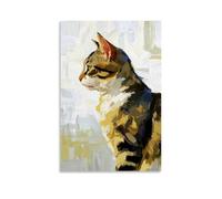 HHYXMJLL Animal Poster in Watercolor Style with A Cat Looking Ahead Stylish Wall Hanging Art - Decorative Poster Mural12x18inch(30x45cm)