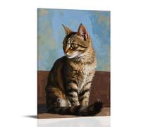 HHYXMJLL Animal Poster of A Painting of A Cat on The Ledge Stylish Wall Hanging Art - Decorative Poster Mural08x12inch(20x30cm)