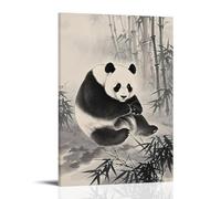 HHYXMJLL Animal Poster of A Panda on The Bank of A River with Bamboos And Fog Stylish Wall Hanging Art - Decorative Poster Mural12x18inch(30x45cm)