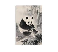 HHYXMJLL Animal Poster of A Panda on The Bank of A River with Bamboos And Fog Stylish Wall Hanging Art - Decorative Poster Mural12x18inch(30x45cm)