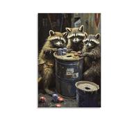 HHYXMJLL Art Animals- Gangster Raccoons Playing Poker in A Dumpster Alley with Trash Can Lids As Chips Stylish Wall Hanging Art - Decorative Poster Mural08x12inch(20x30cm)