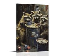 HHYXMJLL Art Animals- Gangster Raccoons Playing Poker in A Dumpster Alley with Trash Can Lids As Chips Stylish Wall Hanging Art - Decorative Poster Mural20x30inch(50x75cm)