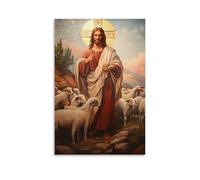 HHYXMJLL Christian Mural- The Good Shepherd - Jesus with His Flock Stylish Wall Hanging Art - Decorative Poster Mural16x24inch(40x60cm)