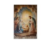 HHYXMJLL Christian Mural - The Nativity- Divine Birth in Bethlehem Stylish Wall Hanging Art - Decorative Poster Mural24x36inch(60x90cm)
