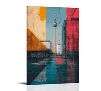 HHYXMJLL City Poster- Berlin Canvas - Urban Stories in Color Stylish Wall Hanging Art - Decorative Poster Mural24x36inch(60x90cm)