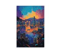 HHYXMJLL City Poster- Hong Kong - A Dazzling Symphony of East & West Stylish Wall Hanging Art - Decorative Poster Mural08x12inch(20x30cm)