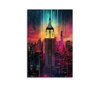 HHYXMJLL City Poster- New York Pulse - The City That Never Sleeps Stylish Wall Hanging Art - Decorative Poster Mural24x36inch(60x90cm)