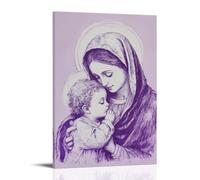 HHYXMJLL Madonna with Child on Minimal Lavender - Drawing Stylish Wall Hanging Art - Decorative Poster Mural16x24inch(40x60cm)