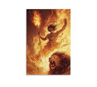 HHYXMJLL Manjushri Wields His Flaming Sword Against Shadows, A Lion Roaring Beneath Him As Dawn Breaks. Stylish Wall Hanging Art - Decorative Poster Mural12x18inch(30x45cm)