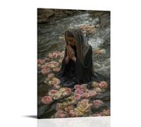HHYXMJLL Mary Prays Beside A Polluted River, And The Water Clears with The Bloom of Floating Roses. Stylish Wall Hanging Art - Decorative Poster Mural20x30inch(50x75cm)