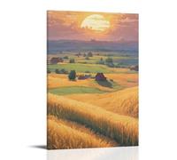 HHYXMJLL Scenic Poster Painting of Farm Land at Sunrise with Barn And Field for Crops Stylish Wall Hanging Art - Decorative Poster Mural08x12inch(20x30cm)