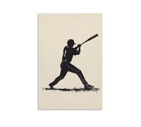 HHYXMJLL Sports Poster Baseball Batter Swinging Monochrome Stick Figure Stylish Wall Hanging Art - Decorative Poster Mural20x30inch(50x75cm)