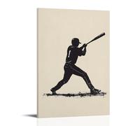 HHYXMJLL Sports Poster Baseball Batter Swinging Monochrome Stick Figure Stylish Wall Hanging Art - Decorative Poster Mural20x30inch(50x75cm)