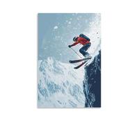 HHYXMJLL Sports Poster Freeride Skier Launching Off Backcountry Cliff Stylish Wall Hanging Art - Decorative Poster Mural24x36inch(60x90cm)
