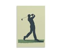 HHYXMJLL Sports Poster Golfer Completing Swing Follow-through with Single Hue Silhouette And Basic Club Angle on Muted Green Stylish Wall Hanging Art - Decorative Poster Mural08x12inch(20x30cm)