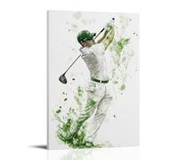 HHYXMJLL Sports Poster Golfer Finishing Swing Green And White Palette Stylish Wall Hanging Art - Decorative Poster Mural08x12inch(20x30cm)