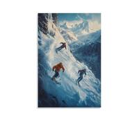 HHYXMJLL Sports Poster Ice Cross Downhill Skaters Battling through Frozen Canyon Course Stylish Wall Hanging Art - Decorative Poster Mural24x36inch(60x90cm)