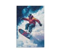 HHYXMJLL Sports Poster Snowboard Chalk Pastel Style Method Air with Realistic Powder Cloud Texture And Depth Stylish Wall Hanging Art - Decorative Poster Mural08x12inch(20x30cm)