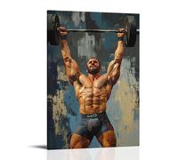 HHYXMJLL Sports Poster Weightlifter Holding Barbell Overhead in Triumph Stylish Wall Hanging Art - Decorative Poster Mural12x18inch(30x45cm)