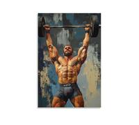 HHYXMJLL Sports Poster Weightlifter Holding Barbell Overhead in Triumph Stylish Wall Hanging Art - Decorative Poster Mural24x36inch(60x90cm)