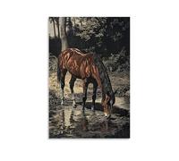 HHYXMJLL Victorian-Era Illustration of A Majestic Horse Drinking from Country Stream Stylish Wall Hanging Art - Decorative Poster Mural12x18inch(30x45cm)