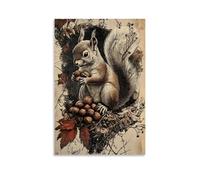 HHYXMJLL Victorian-Era Illustration of A Majestic Squirrel Storing Nuts for Winter Stylish Wall Hanging Art - Decorative Poster Mural12x18inch(30x45cm)
