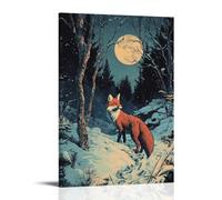 HHYXMJLL Victorian-Era Illustration of A Wise Fox Delivering Letters in A Moonlit Forest Stylish Wall Hanging Art - Decorative Poster Mural24x36inch(60x90cm)