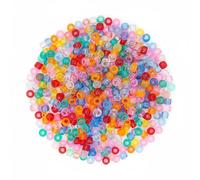 HHZalvyre 1000 Pcs Pony Beads Bulk - 6x9mm Multicoloured Craft Beads for Bracelet Making, Hair Braids, DIY Jewellery Making Kits for Kids & Adults (Clear Colorful Barrel Beads)
