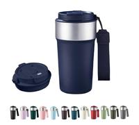 HHZalvyre Insulated Travel Mug 510ml, Leakproof Stainless Steel Thermal Coffee Cup with Carry Strap, 3 Drinking Modes, Keeps Hot/Cold for Hours, Car Office Commute Mug, Gift Idea (Tibet)
