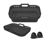 HHZalvyre Silicone Air Fryer Liner, Reusable Non-Stick Foldable Basket Insert with Clips, Dishwasher Safe, for Rectangular Dual Basket Air Fryers 8.5-9.5L, air Fryer Accessories