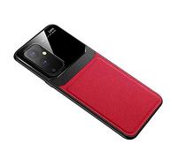 HHZY Case for Oneplus 9/9 PRO Business Premium PU Leather Case with Soft TPU Silicone Shockproof Bumper Ultra Thin Mirror Tempered Glass Phone Back Cover,Red,For OnePlus 9PRO