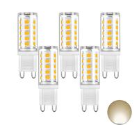 HHZY G9 LED Bulbs 3W(30W Halogen Equivalent), Dimmable G9 Bi Pin Base Light Bulb AC 120V, LED G9 Lights 360° Beam Angle for Chandelier, Ceiling Fan, Desk Lamp, 5 Pack,Warm White 3000K
