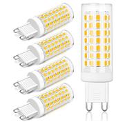 HHZY G9 LED Light Bulbs 3000K Warm White Lighting Dimmable, 7W Equivalent To 70W Halogen Bulb, No-Flicker, Bi-Pin G9 LED Bulbs Energy Saving Chandelier Lighting, 5 Pack,Warm White 3000K,110V