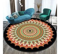 HHZY Mandala Printed Bedroom Circle Rug Bohemian Round Carpet Non-Slip Retro Large Living Room Rugs Cute Kids Playroom Floor Mat Circular Area Rugs,Color 3,200 * 200cm