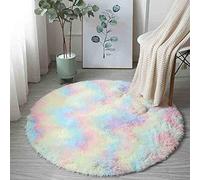 HHZY Round Rainbow Rug for Bedroom Tie-Dye Fluffy Circle Rug for Girls Room Furry Carpet for Kids Room Shaggy Circular Fuzzy Plush Rug for Nursery Room,Color,100 * 100cm