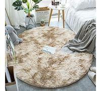 HHZY Soft Round Faux Fur Area Rug Girl Room Tie-Dye Circular Shaggy Fluffy Area Rugs Non Slip Plush Circle Floor Carpet Mat for Bedroom Living Room Floor Decor,Brown,120 * 120cm