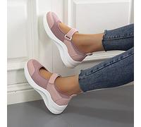 HHZY Women's Comfortable Working Nurse Shoes Non-Slip Adjustable Breathable Walking Sandals Casual Nursing Orthotic Lightweight Shoes Summer Athletic Wedge Sandals Loafers,Pink,US7/EU38